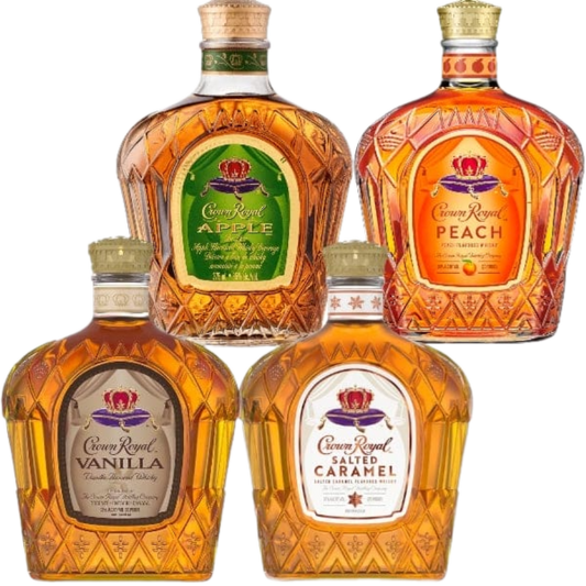 Crown Royal Flavored Canadian Whiskey Bundle: Apple, Peach, Vanilla, and Salted Caramel