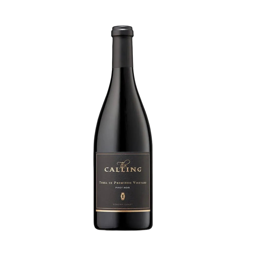 Wine bottle labeled 'The Calling' on a white background
