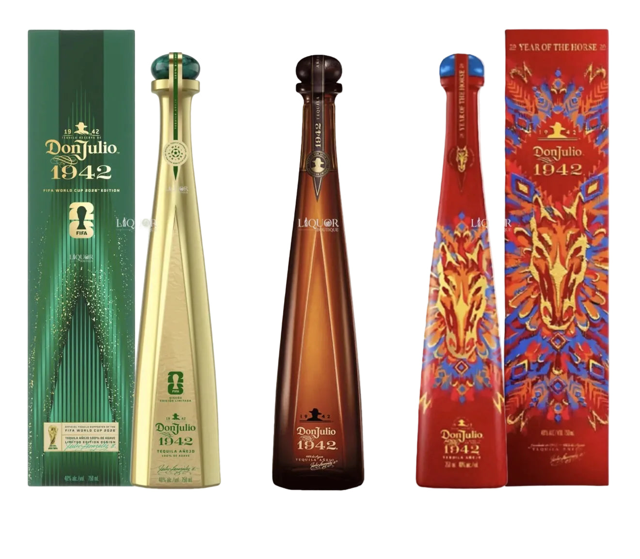 3 bottles  bundle Don Julio 1942 Añejo &Tequila Bottle Bundle FIFA Edition & Year of the Horse 750ml