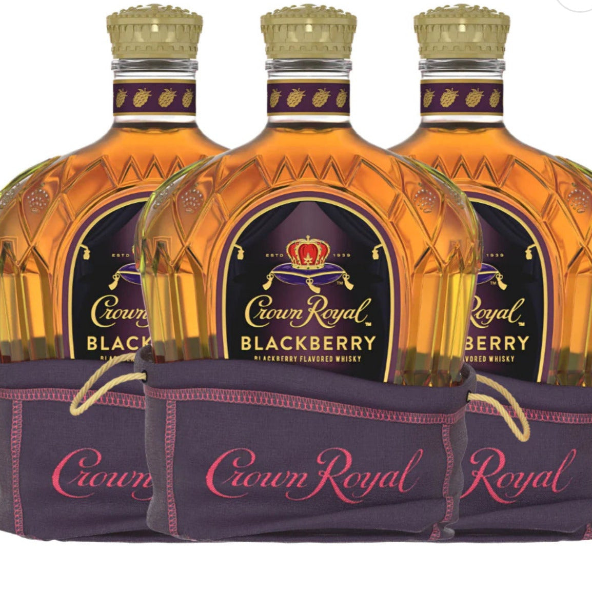 3 CROWN ROYAL BLACKBERRY FLAVORED WHISKY - 750ML BUNDLE