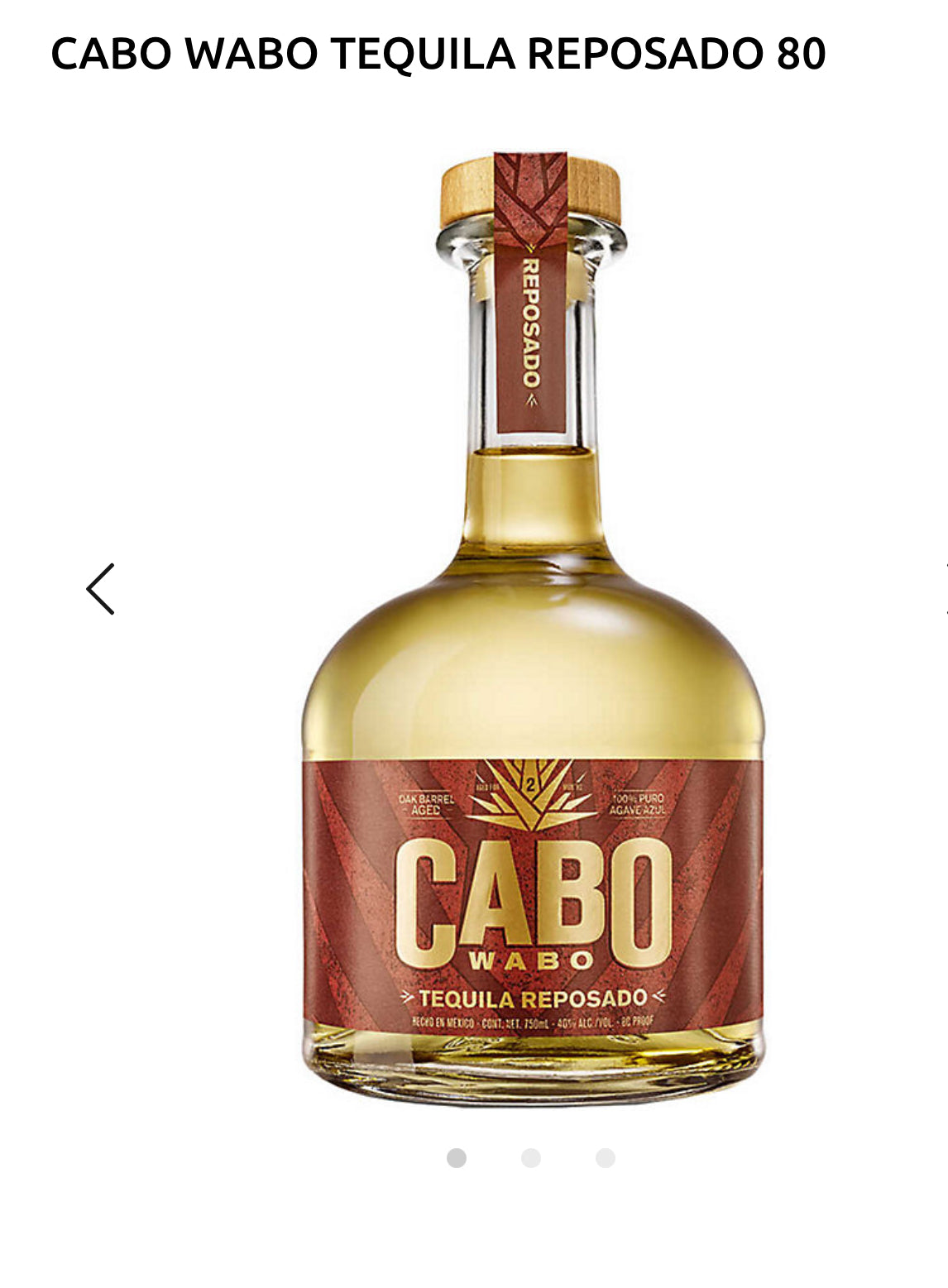 Cabo Wabo Tequila Reposado 80