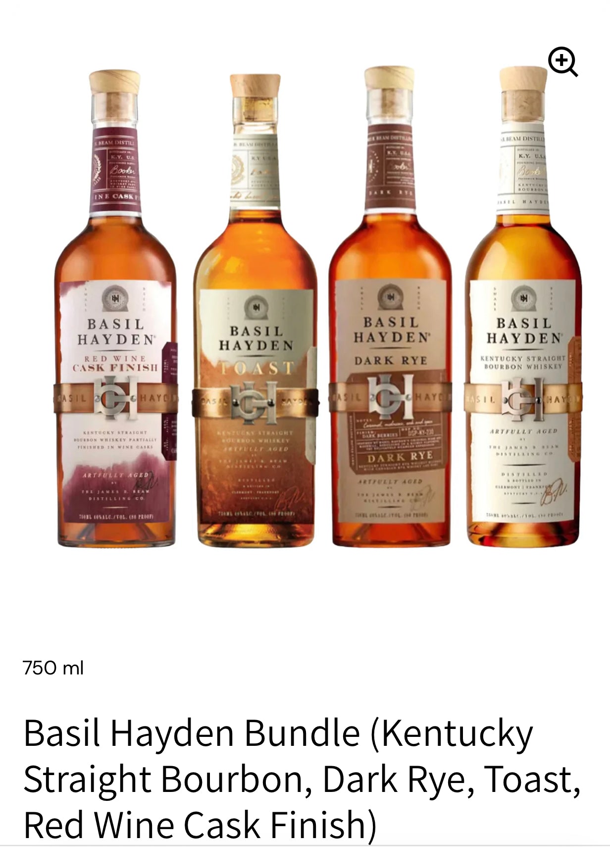 Basil Hayden Bundle (Kentucky Straight Bourbon, Dark Rye, Toast, Red Wine Cask Finish