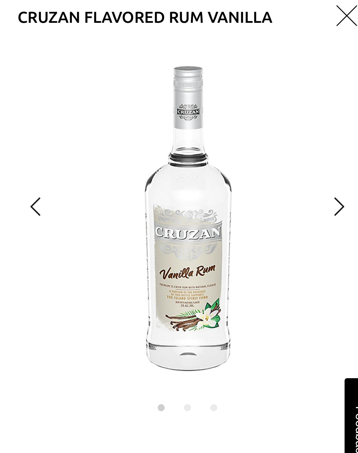 Cruzan Vanilla Flavored Rum 42 1L