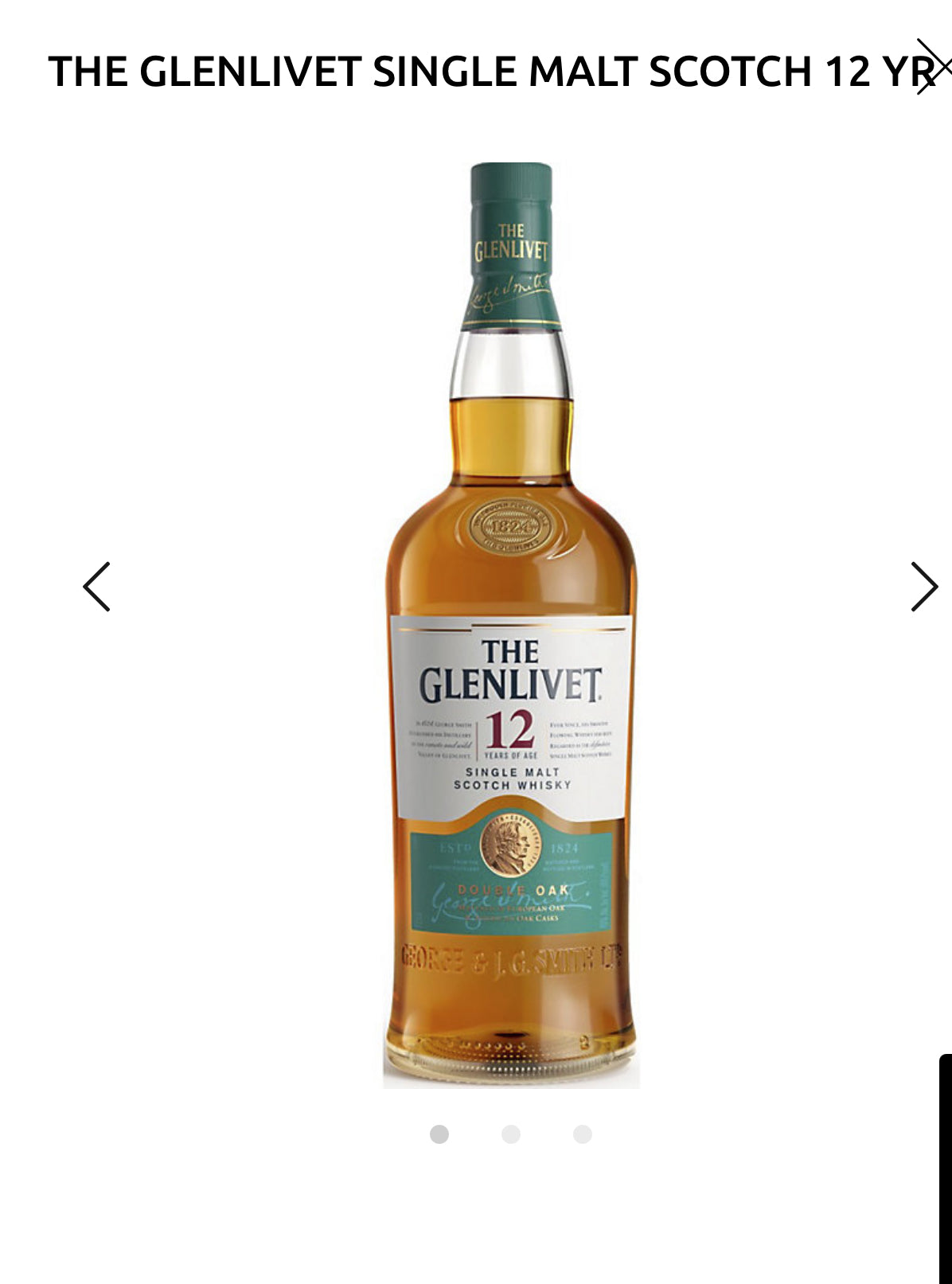 The Glenlivet Single Malt Scotch 12 Yr 80 No Carton 1L