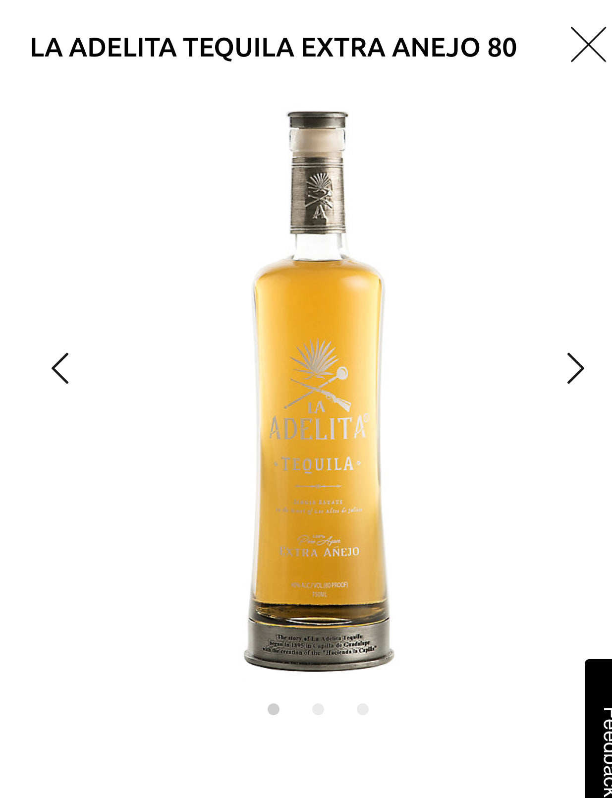 La Adelita Tequila Extra Anejo 80