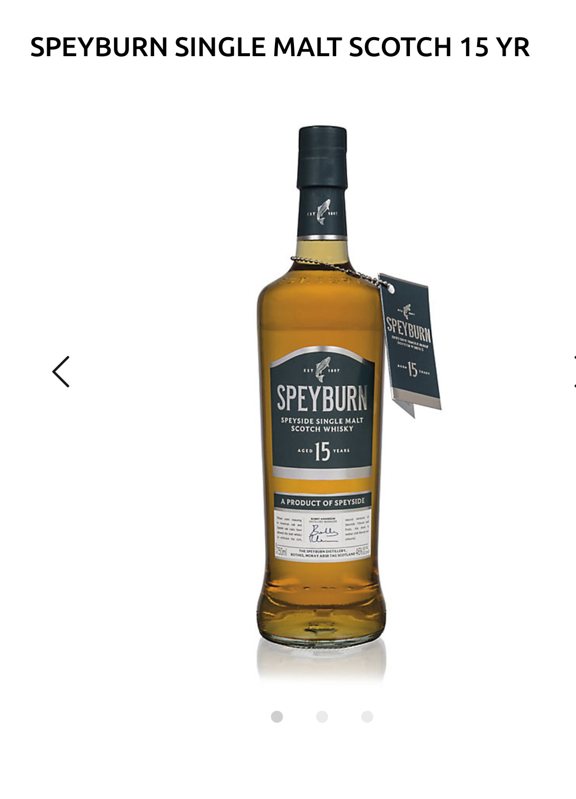 Speyburn Single Malt Scotch 15 Yr 92