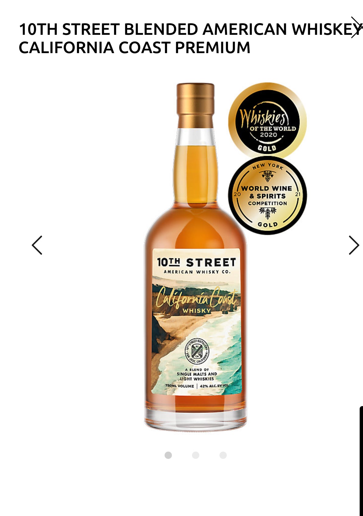 10th Street Blended American Whiskey California Coast Premium 84