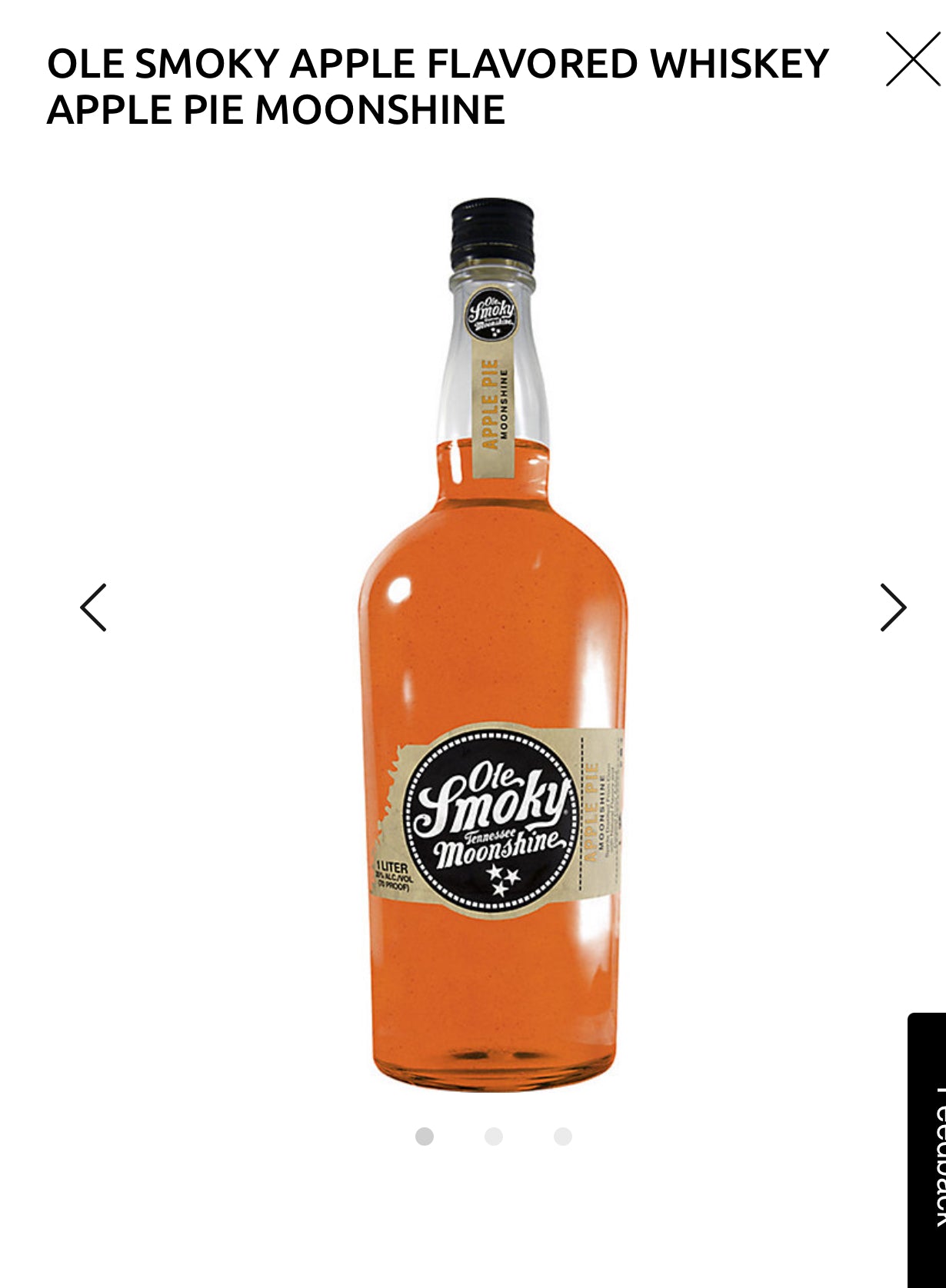 Ole Smoky Apple Pie Flavored Moonshine 70 1L