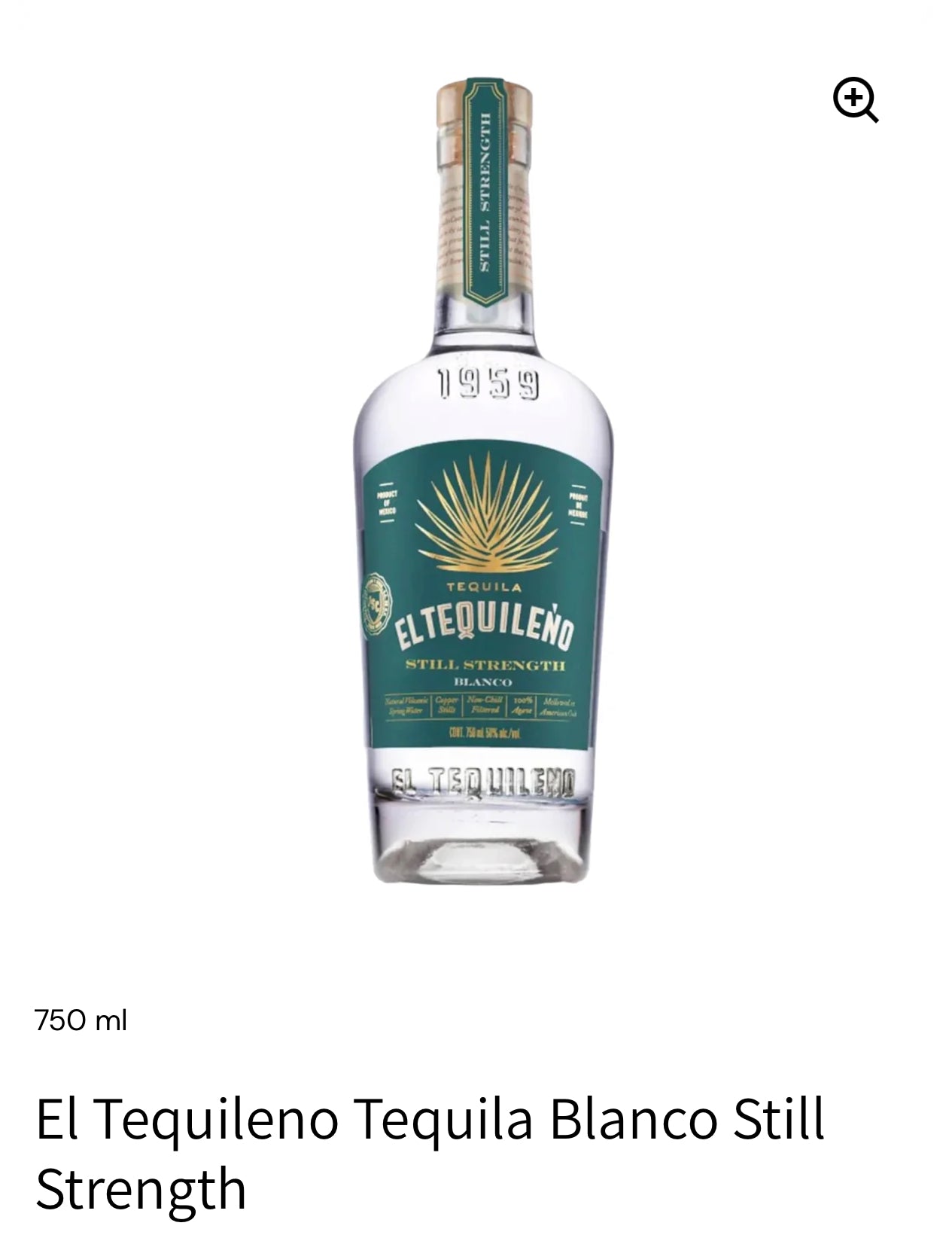 El Tequileno Tequila Blanco Still Strength 100