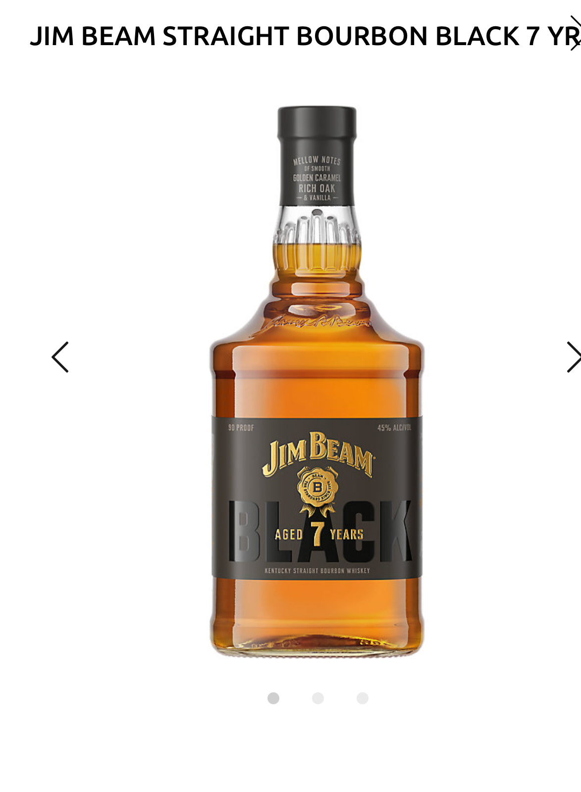 Jim Beam Straight Bourbon Black 7 Yr 90