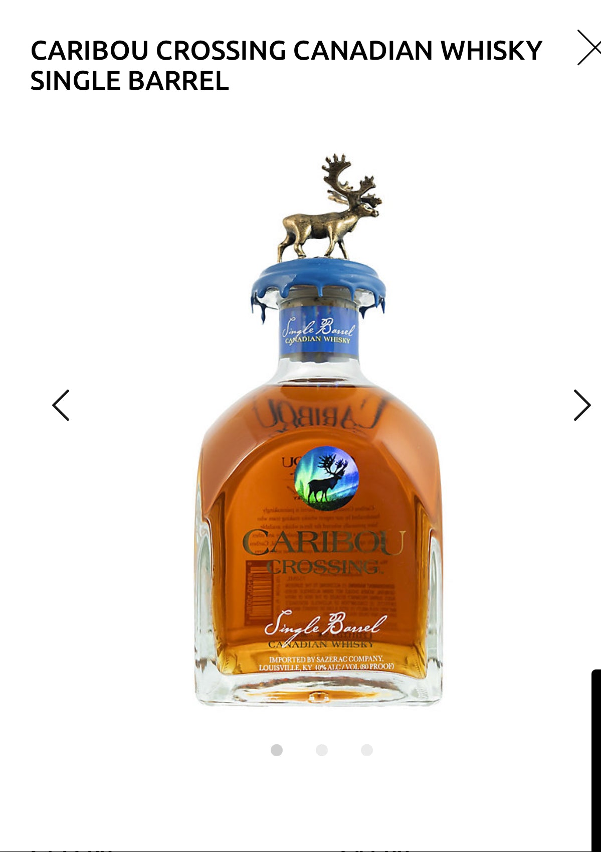 Caribou Crossing Canadian Whisky Single Barrel 80