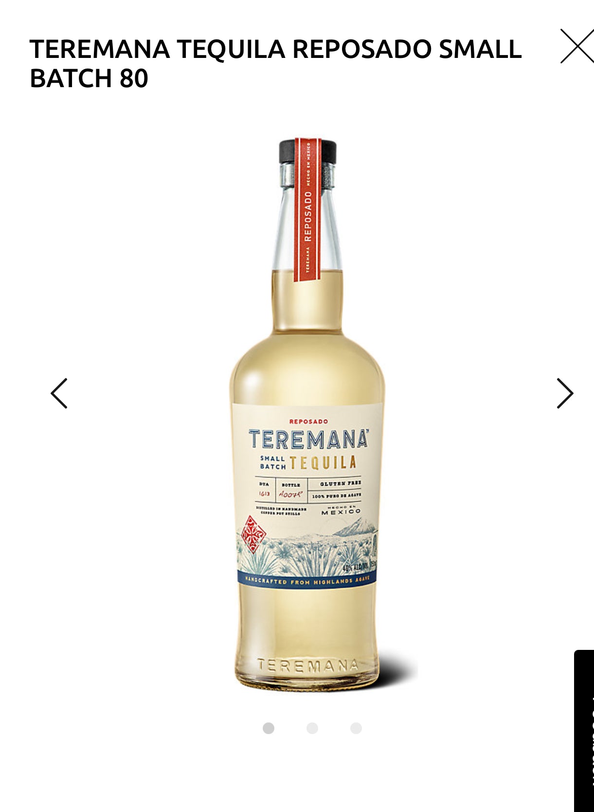 Teremana Tequila Reposado Small Batch 750ml