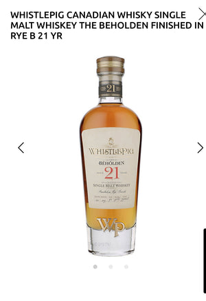 Whistlepig Single Malt Whiskey The Beholden Finished In Rye B 21 Yr 92