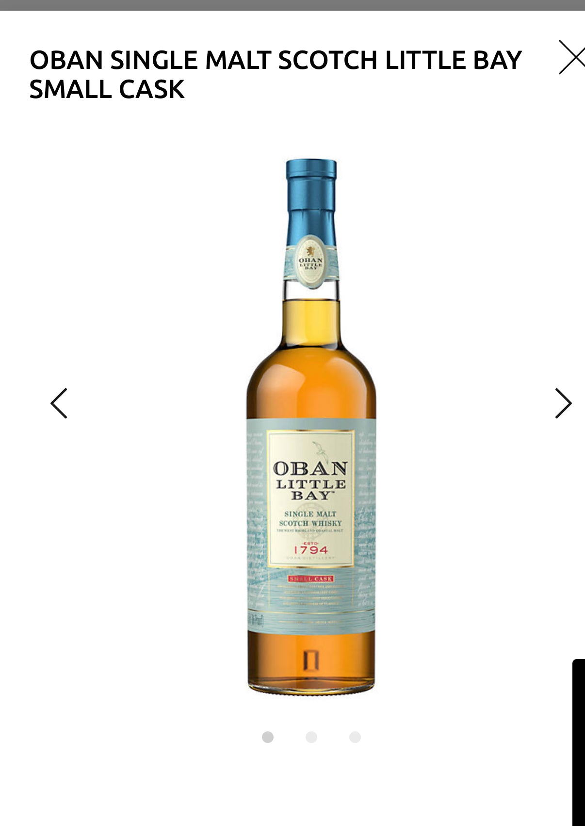 Oban Single Malt Scotch Little Bay Small Cask 86
