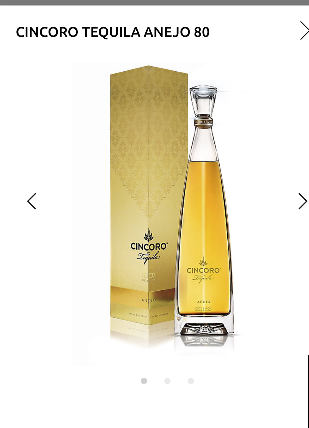 Cincoro Tequila Anejo 80 W/ Gift Box 1.75ml