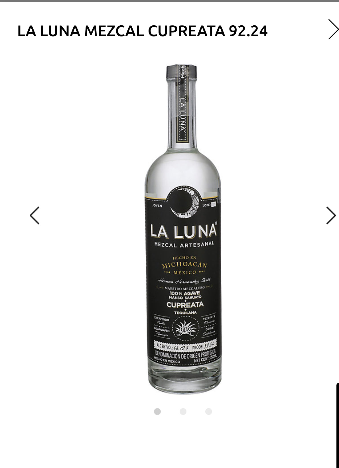 La Luna Mezcal Cupreata 92.24