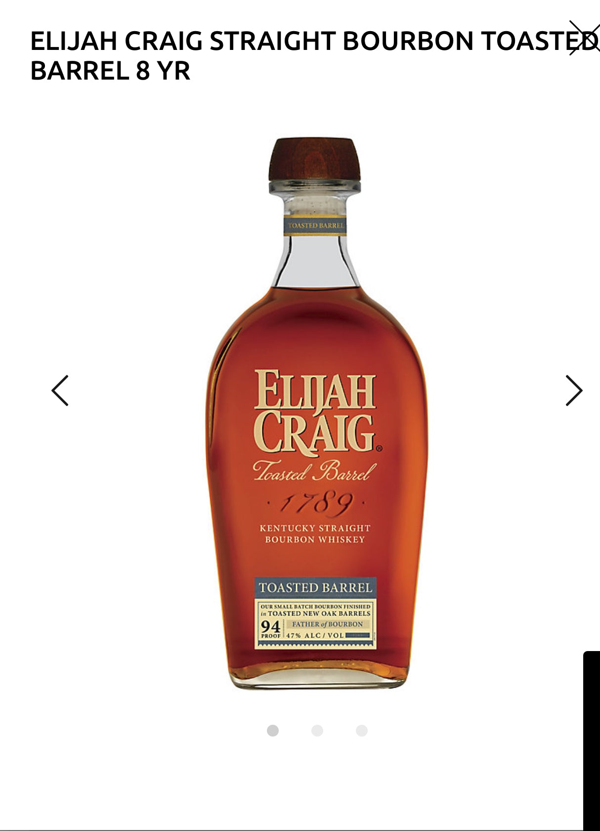 Elijah Craig Straight Bourbon Toasted Barrel 94