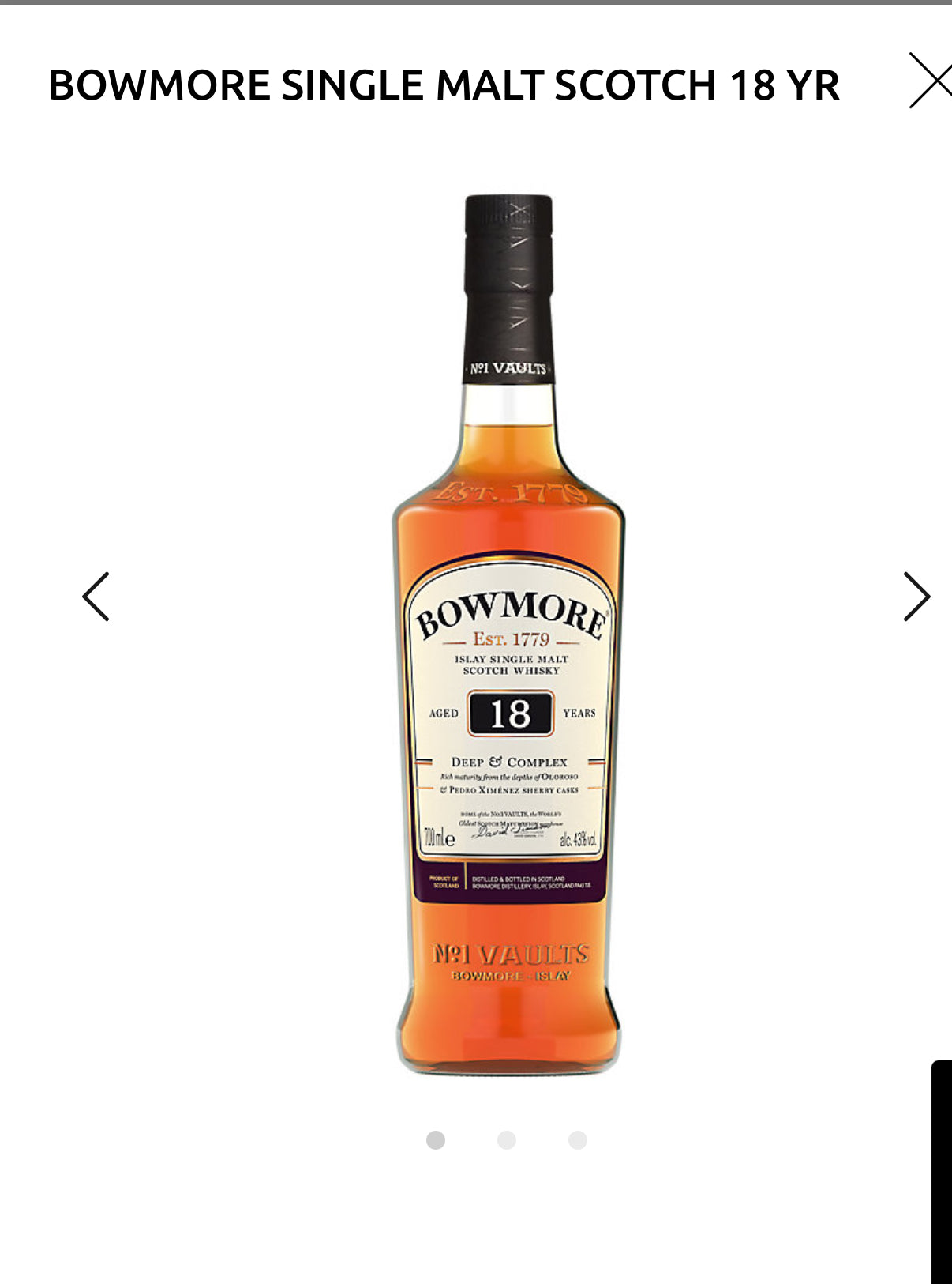 Bowmore Single Malt Scotch 18 Yr 86