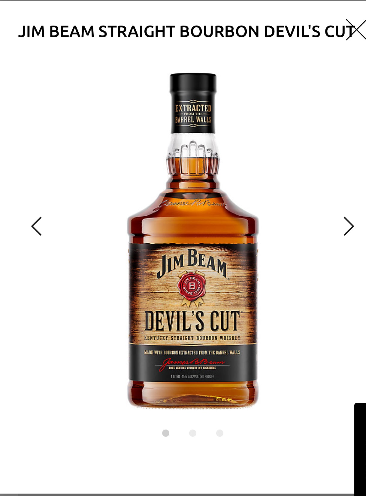 Jim Beam Straight Bourbon Devil's Cut 90 1L