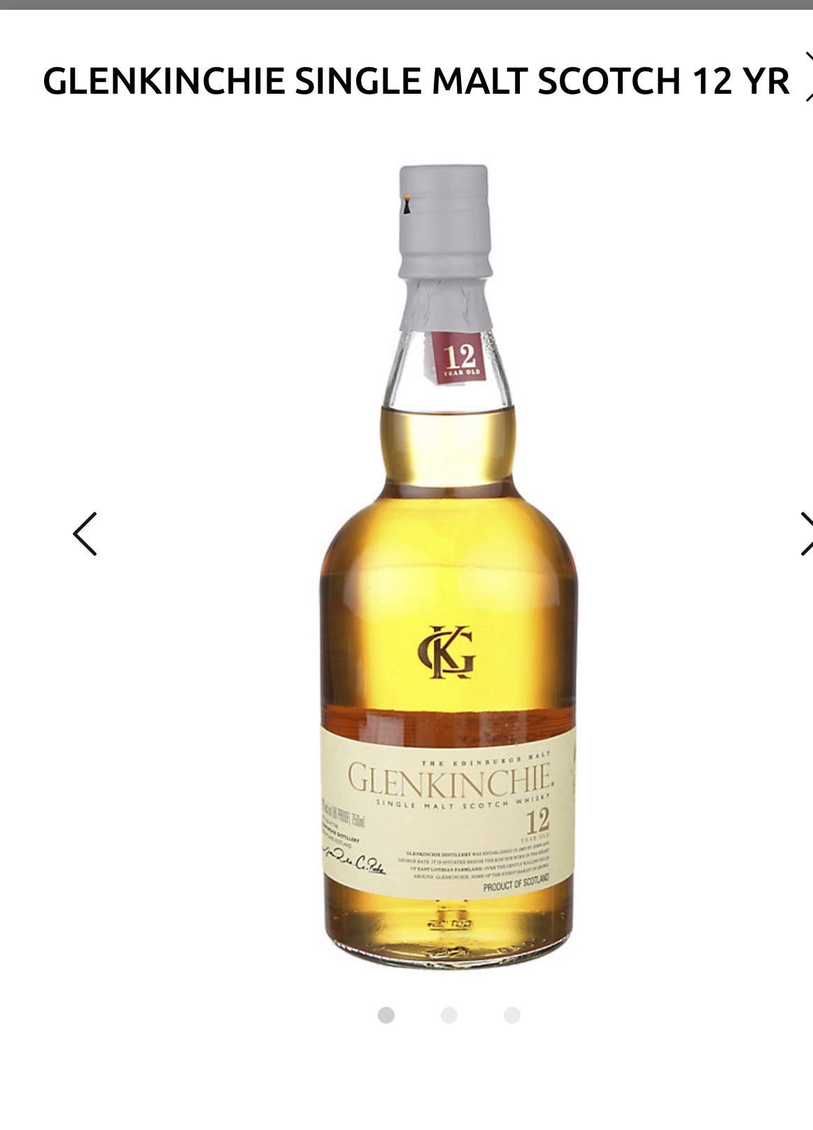 Glenkinchie Single Malt Scotch 12 Yr 86