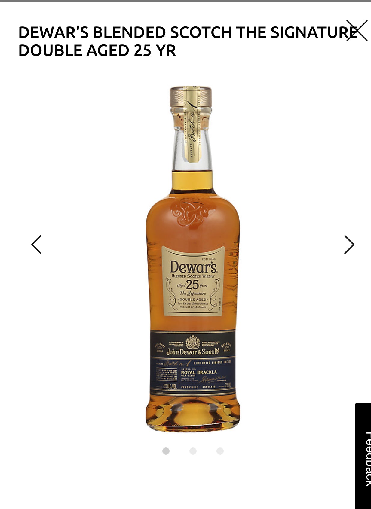 Dewar's Blended Scotch The Signature Double Aged 25 Yr 80