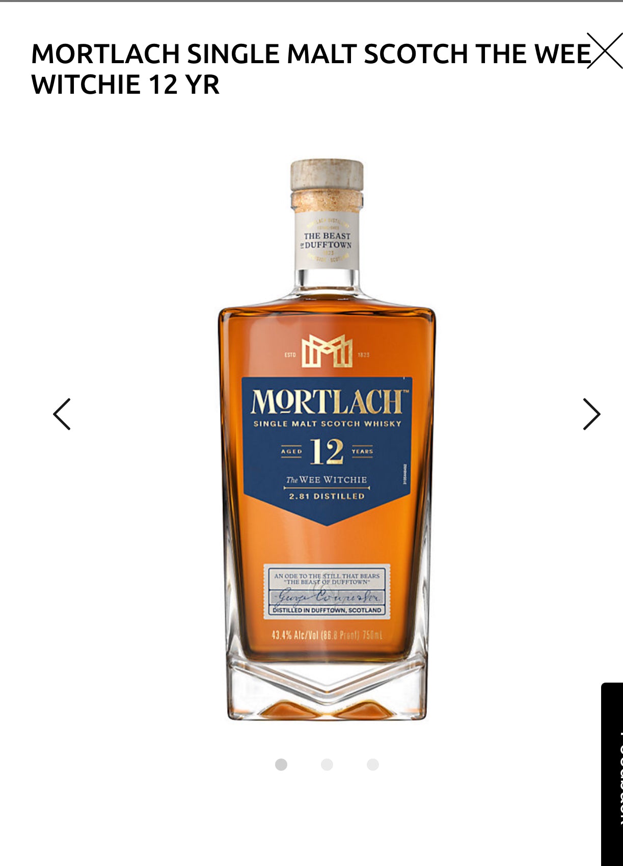 Mortlach Single Malt Scotch The Wee Witchie 12 Yr 86.8