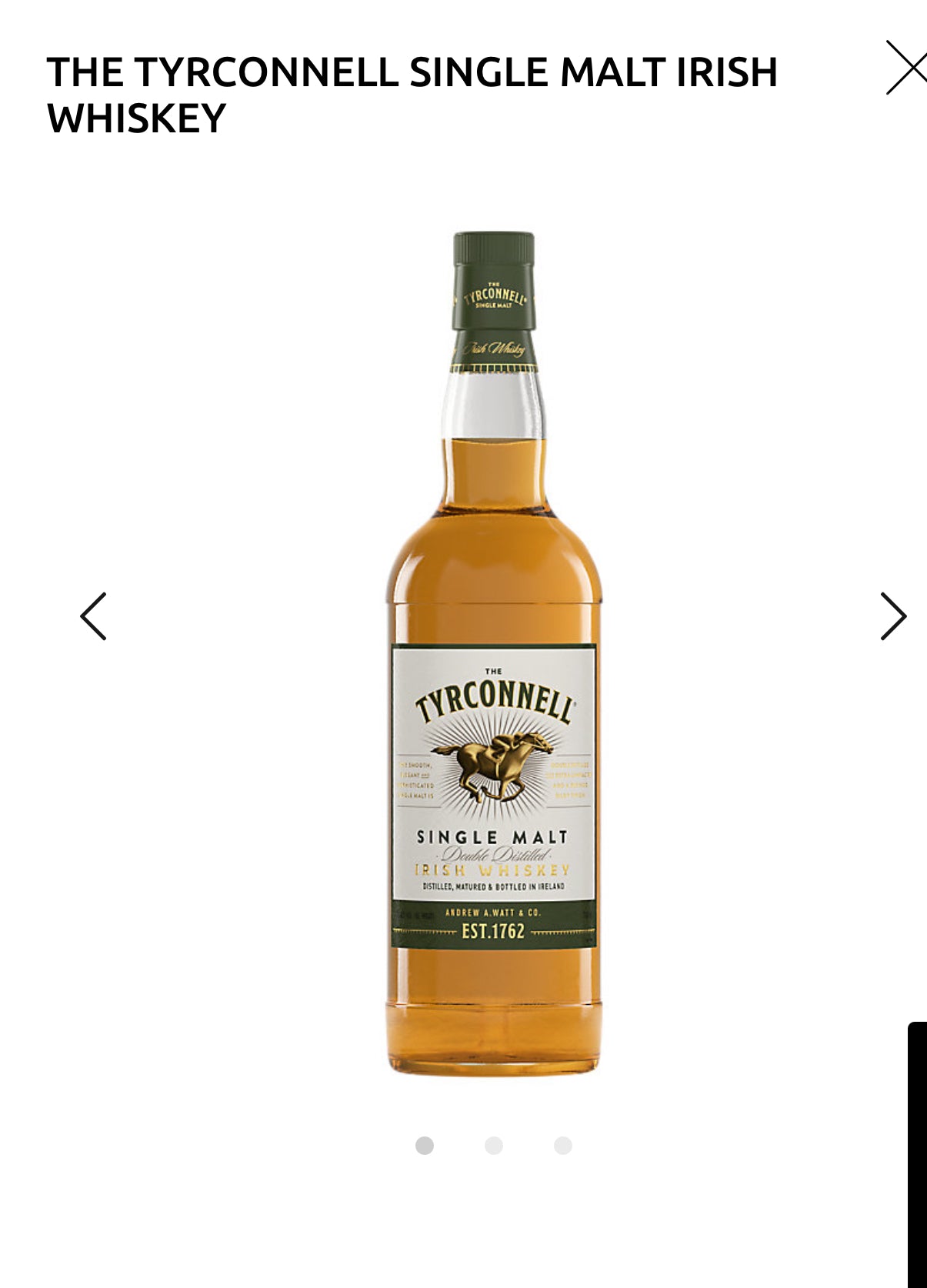 The Tyrconnell Single Malt Irish Whiskey