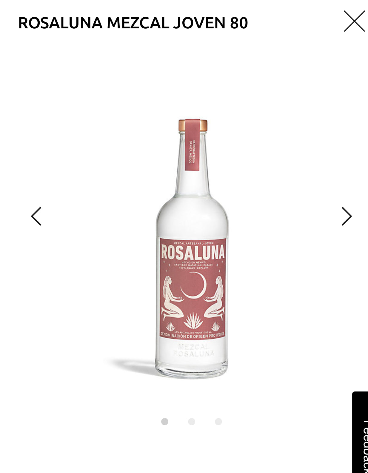 Rosaluna Mezcal Joven 80