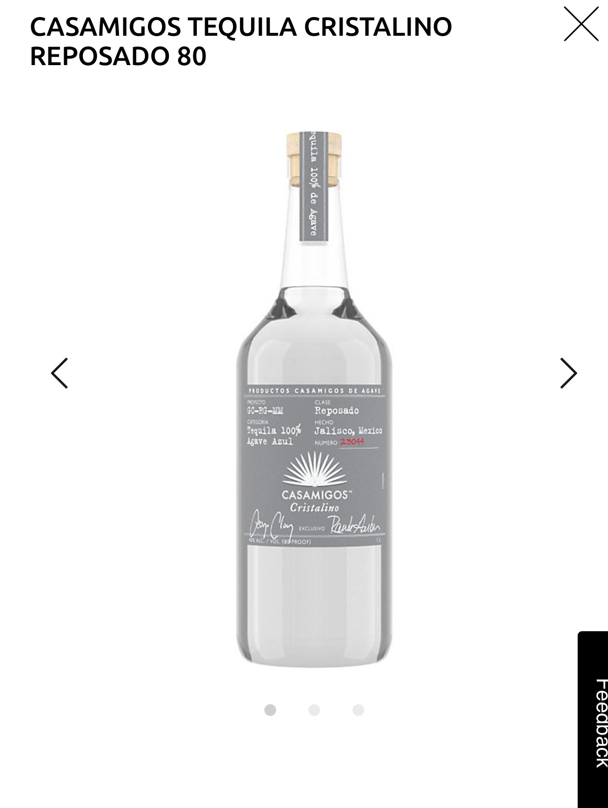 Casamigos Tequila Reposado Cristalino 80 1L