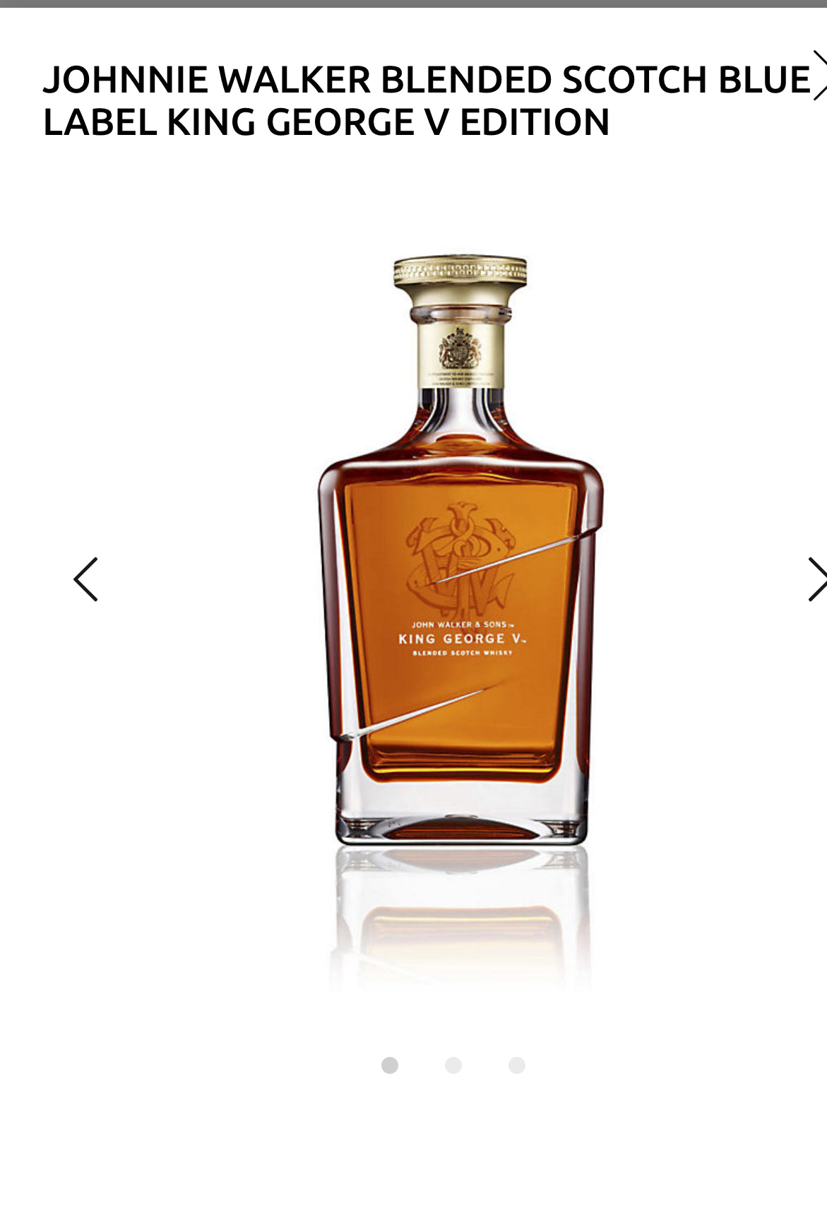 Johnnie Walker Blended Scotch Blue Label King George V Edition 86