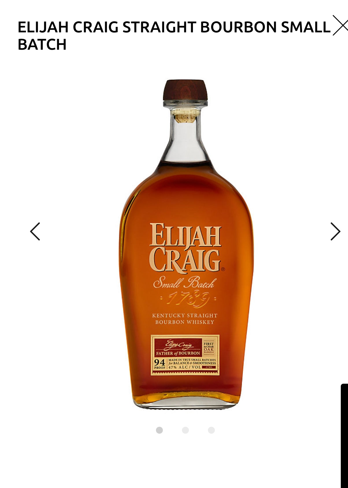 Elijah Craig Straight Bourbon Small Batch 94 1.75ml
