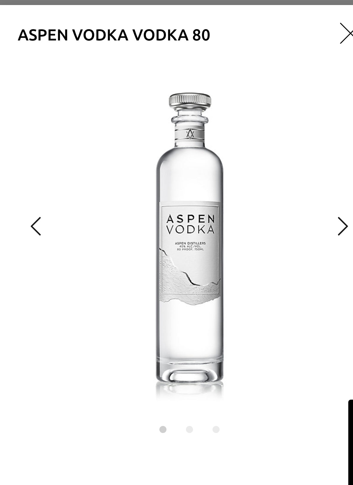 ASPEN VODKA VODKA 80