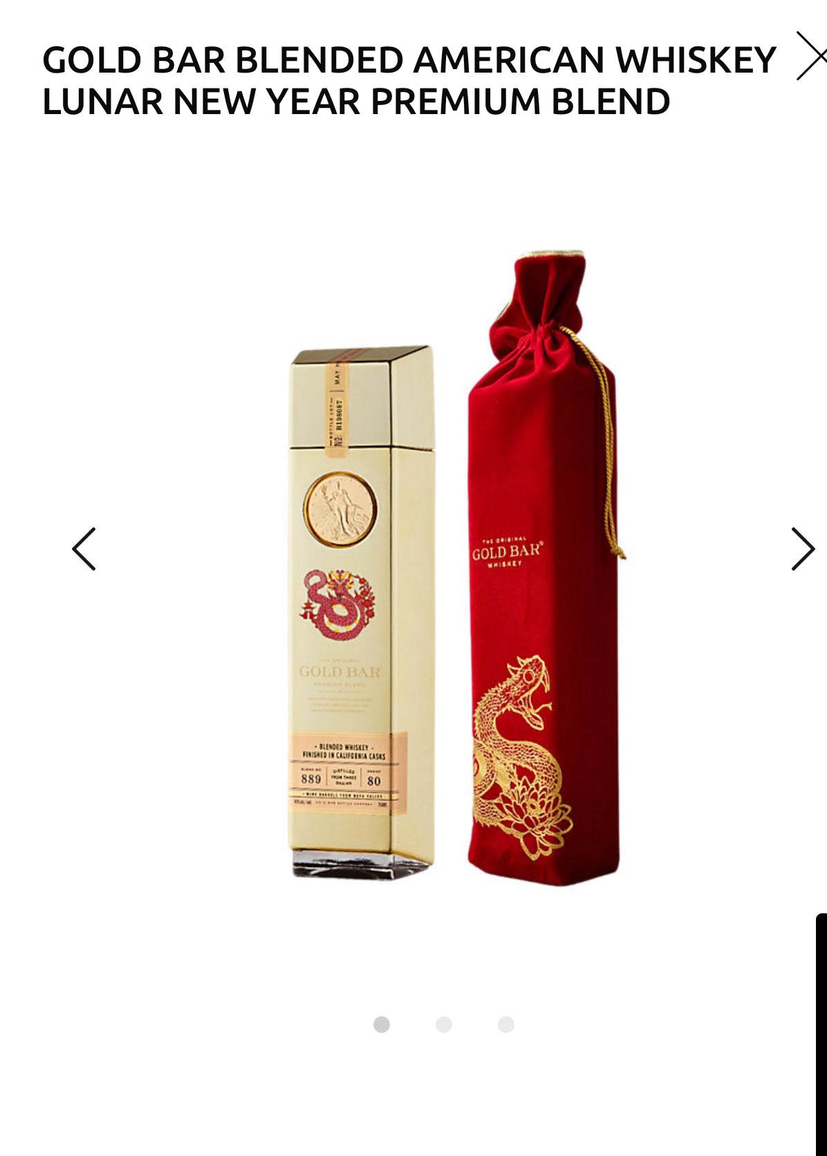 Gold Bar Blended American Whiskey Lunar New Year Premium Blend 80