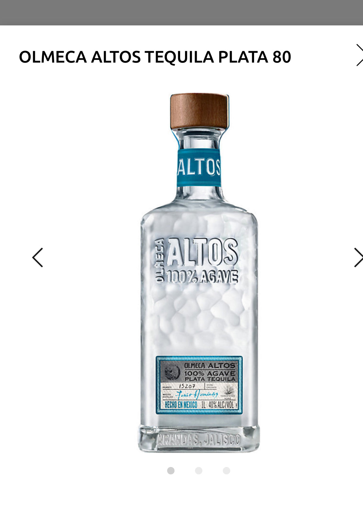 Olmeca Altos Tequila Plata 80 1L
