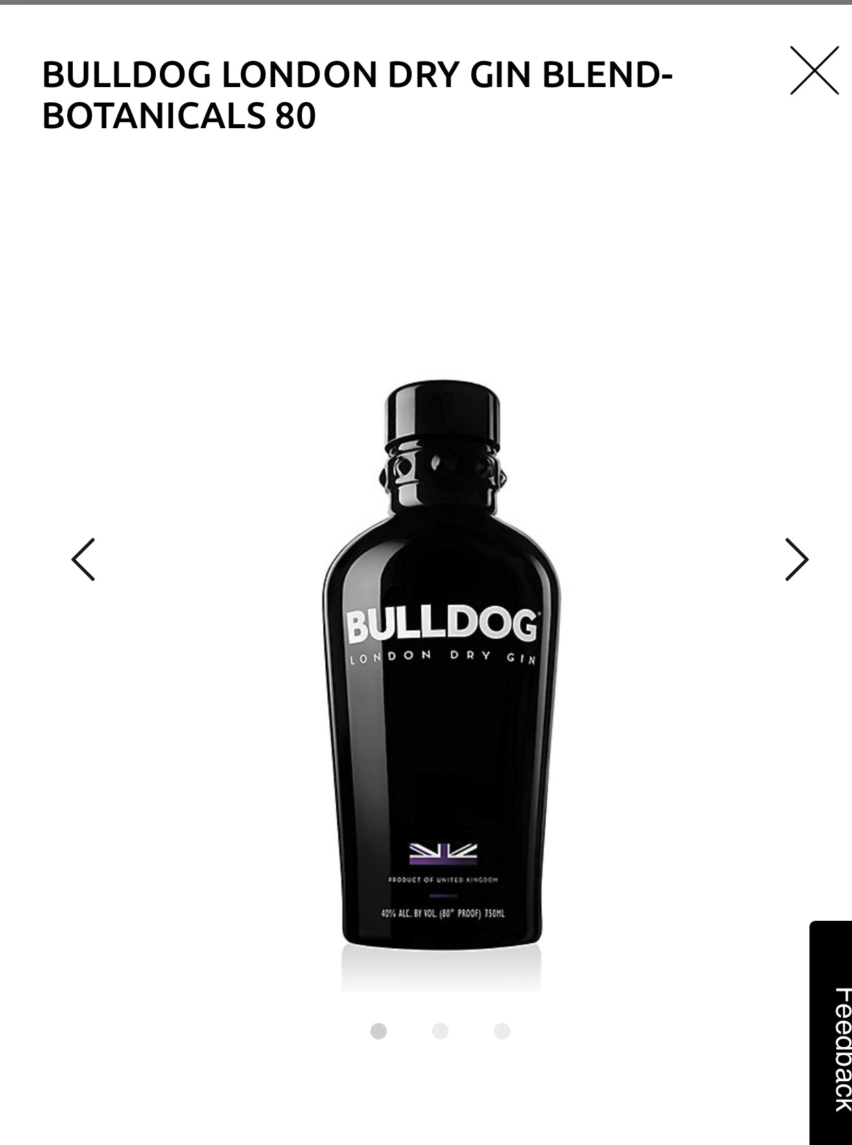 Bulldog London Dry Gin 80 750ml
