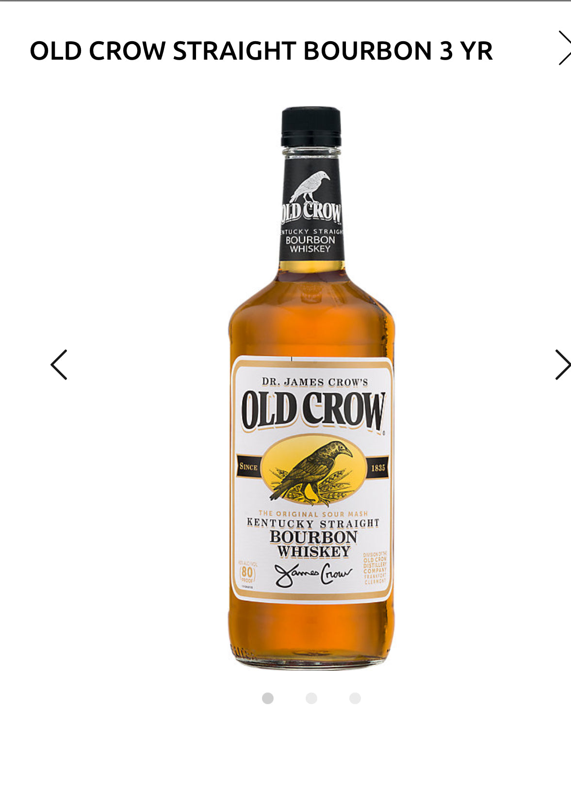 Old Crow Straight Bourbon 3 Yr 80 1L