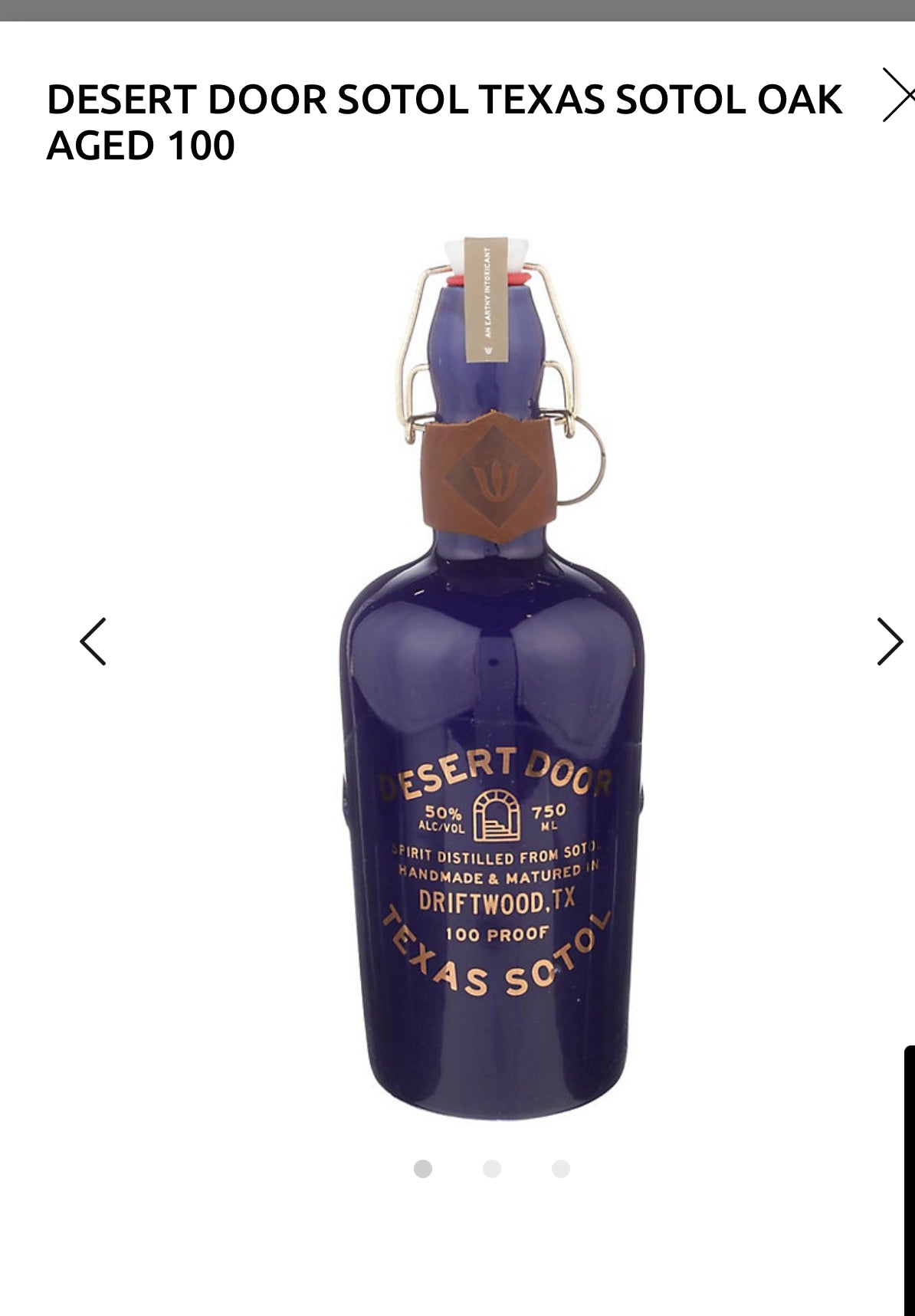 Desert Door Oak Aged Texas Sotol 100