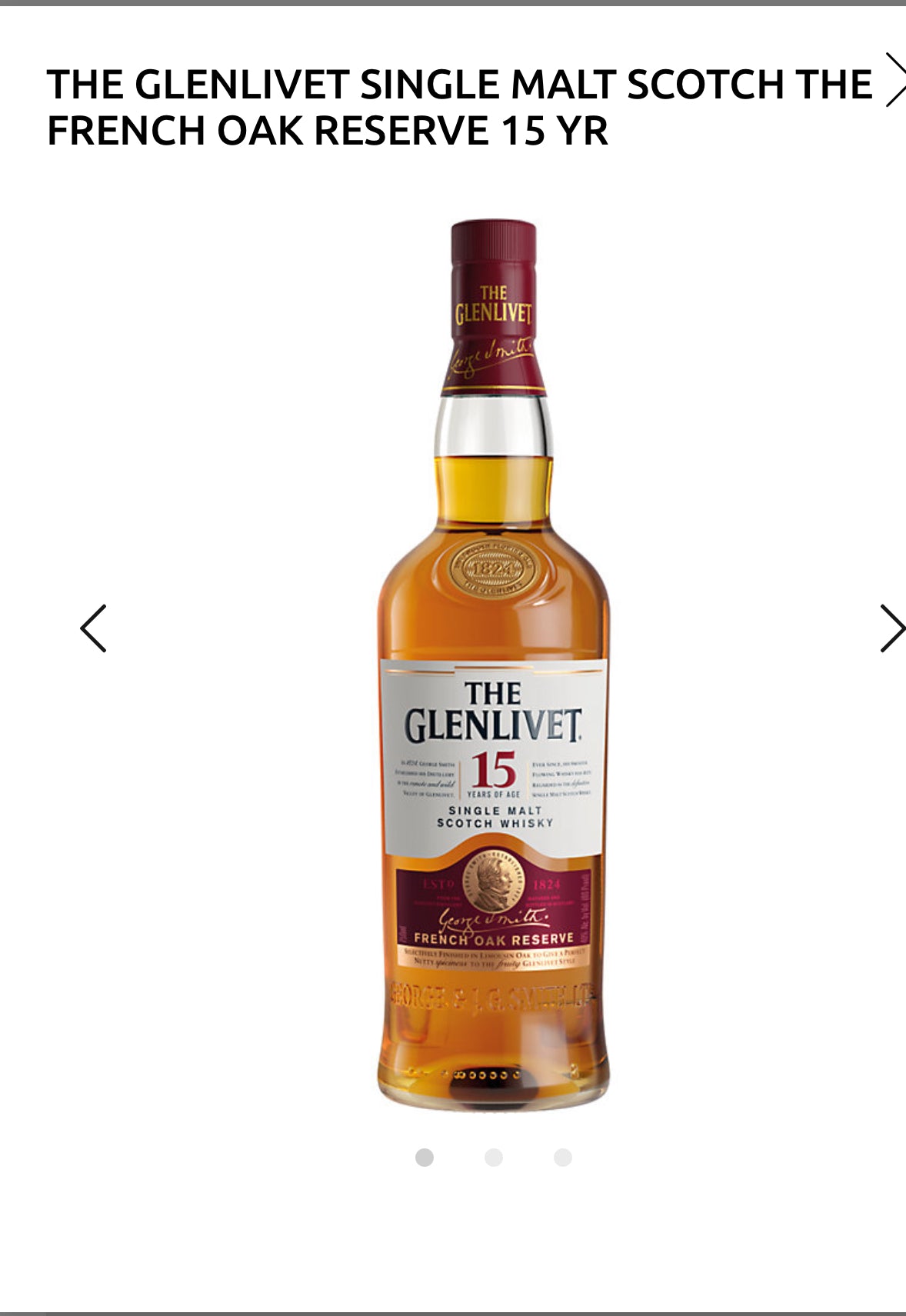 The Glenlivet Single Malt Scotch The French Oak Reserve 15 Yr 80 With Carton