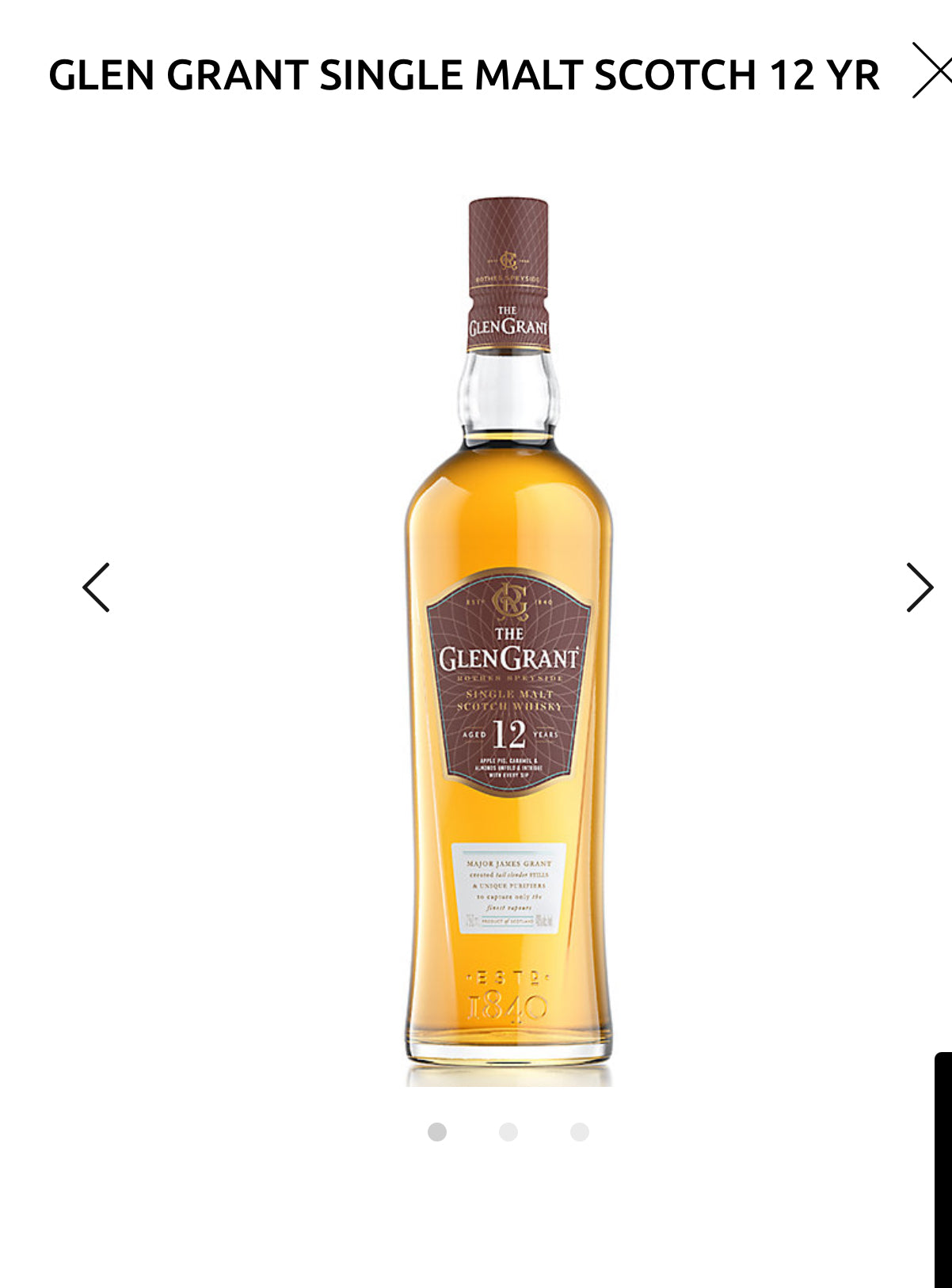 Glen Grant Single Malt Scotch 12 Yr 86