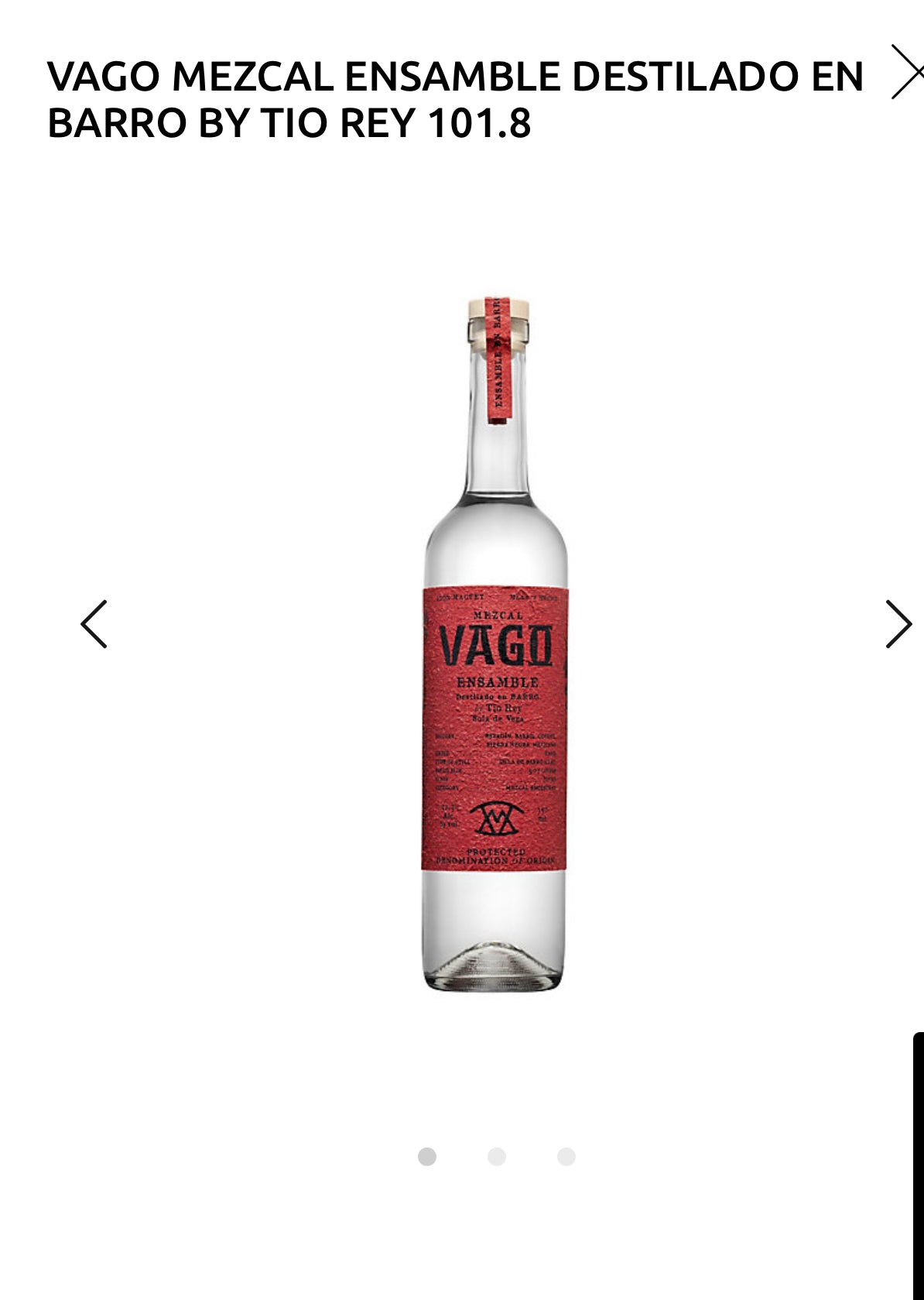 Vago Mezcal Ensamble Destilado En Barro By Tio Rey 101.8