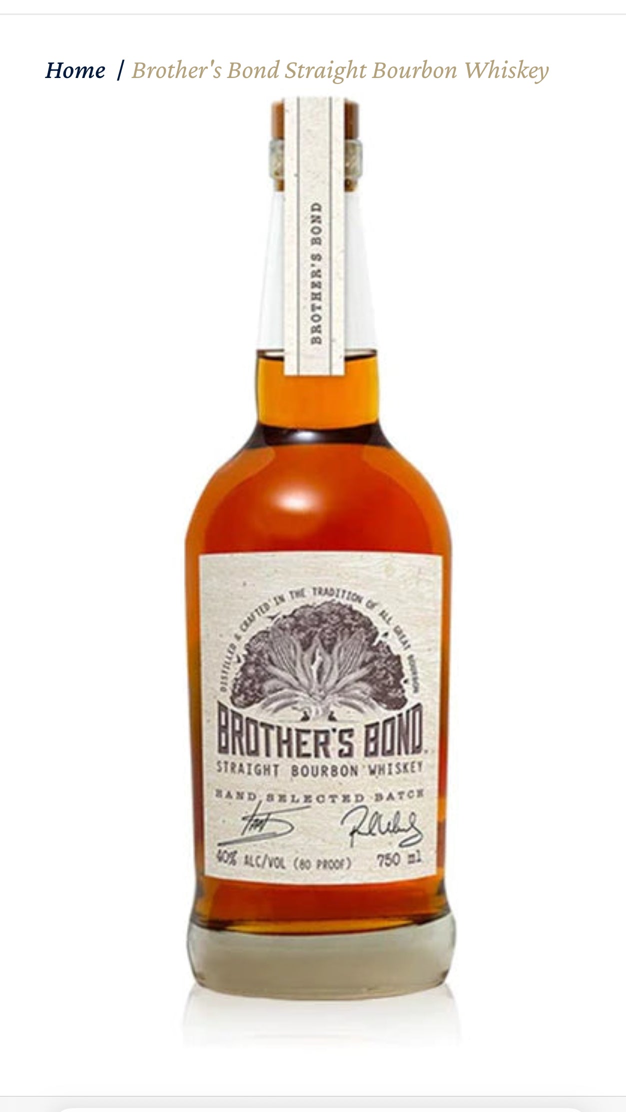 Brother's Bond Straight Bourbon Whiskey