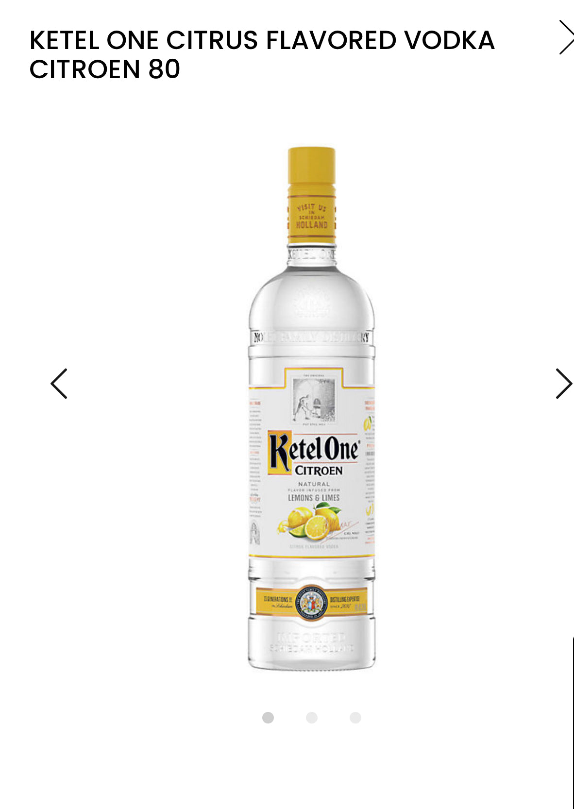 Ketel One Citrus Flavored Vodka Citroen 1L