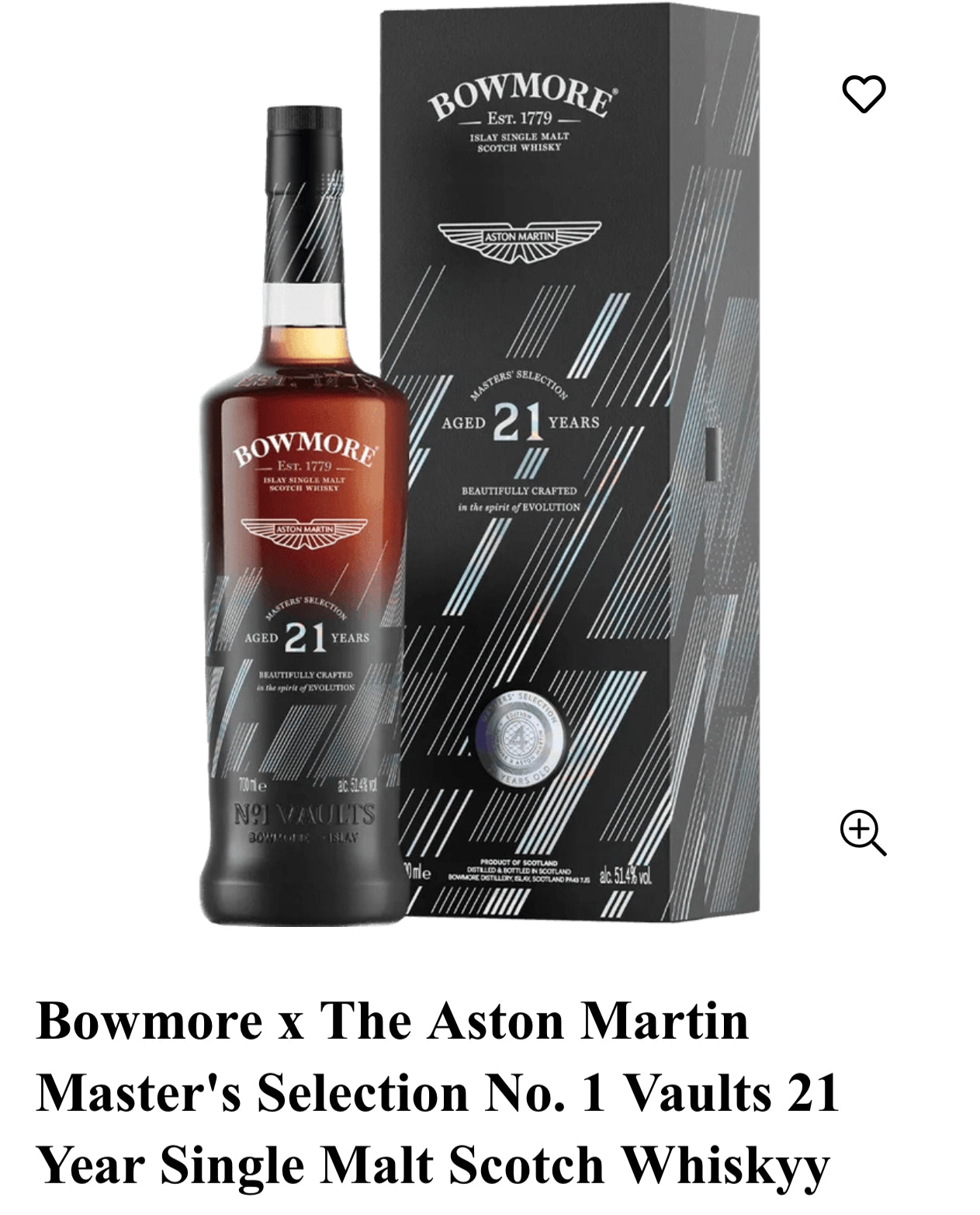 Bowmore Single Malt Scotch Aston Martin Masters' Selection No. 1 Vaults 21 Yr 102.8