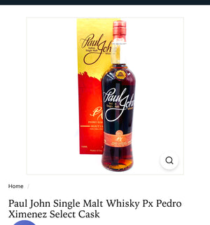 Paul John Single Malt Whisky Px Pedro Ximenez Select Cask 96