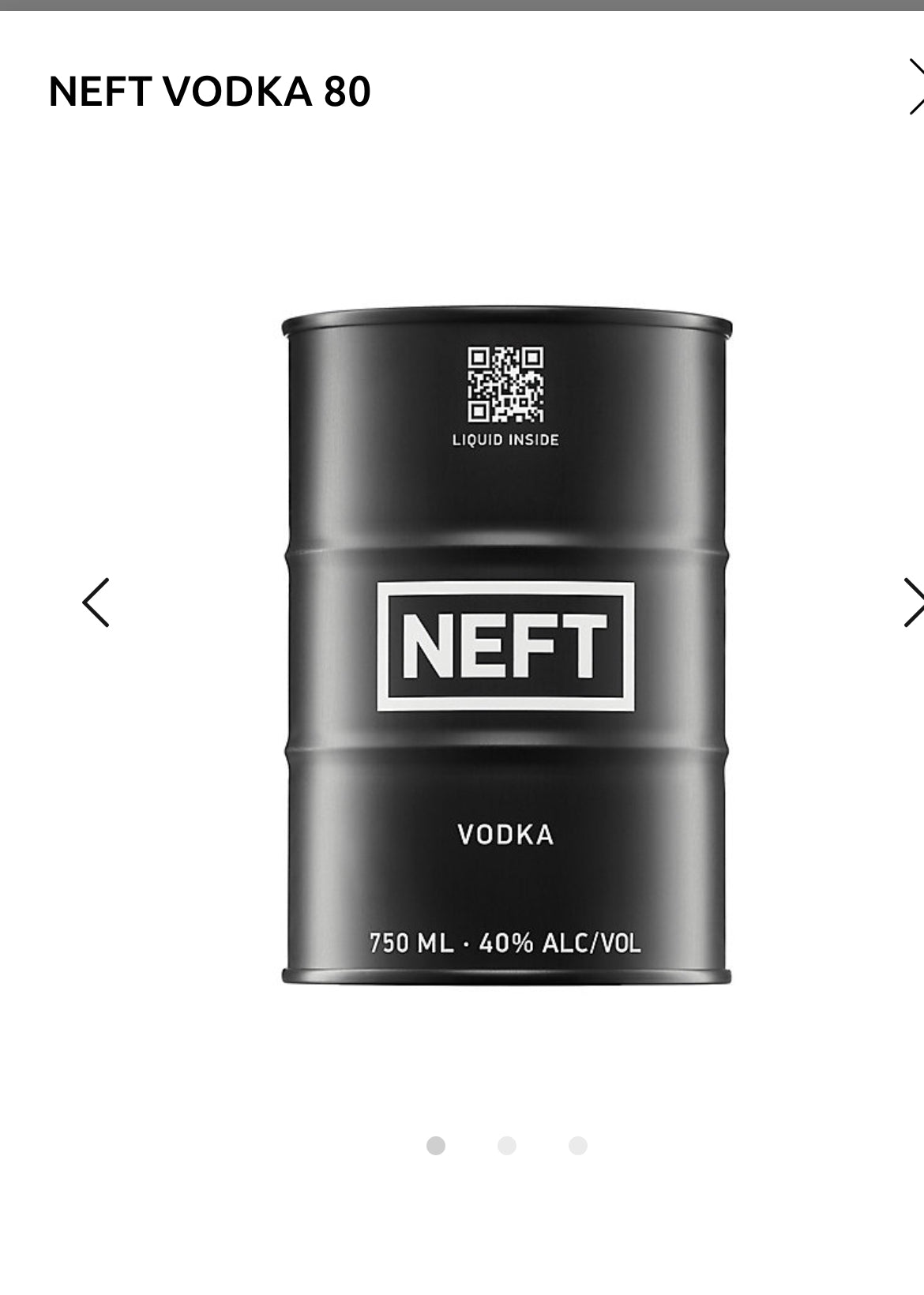 Neft Vodka 80 Black Barrel Packaging