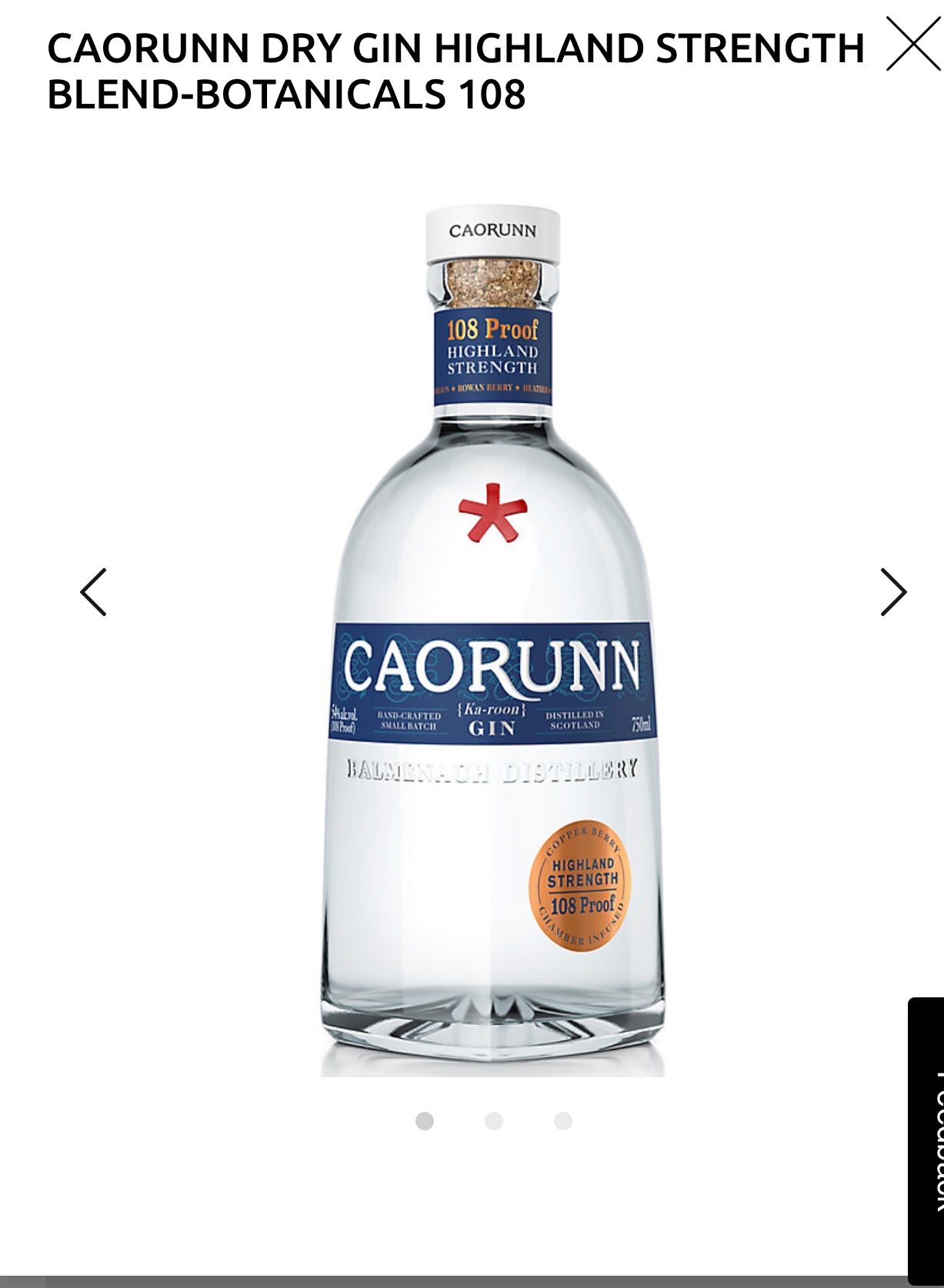 Caorunn Dry Gin Highland Strength 108