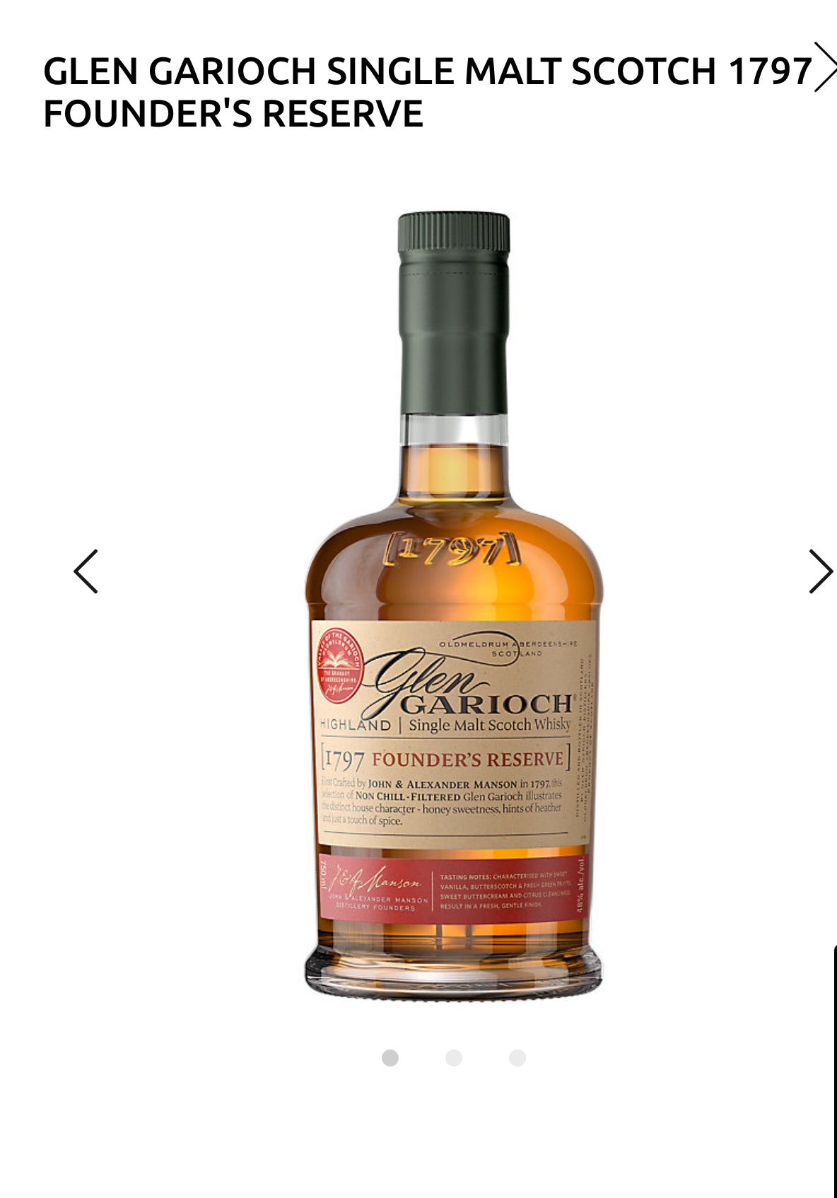 Glen Garioch Single Malt Scotch 1797 Founder's Reserve 96