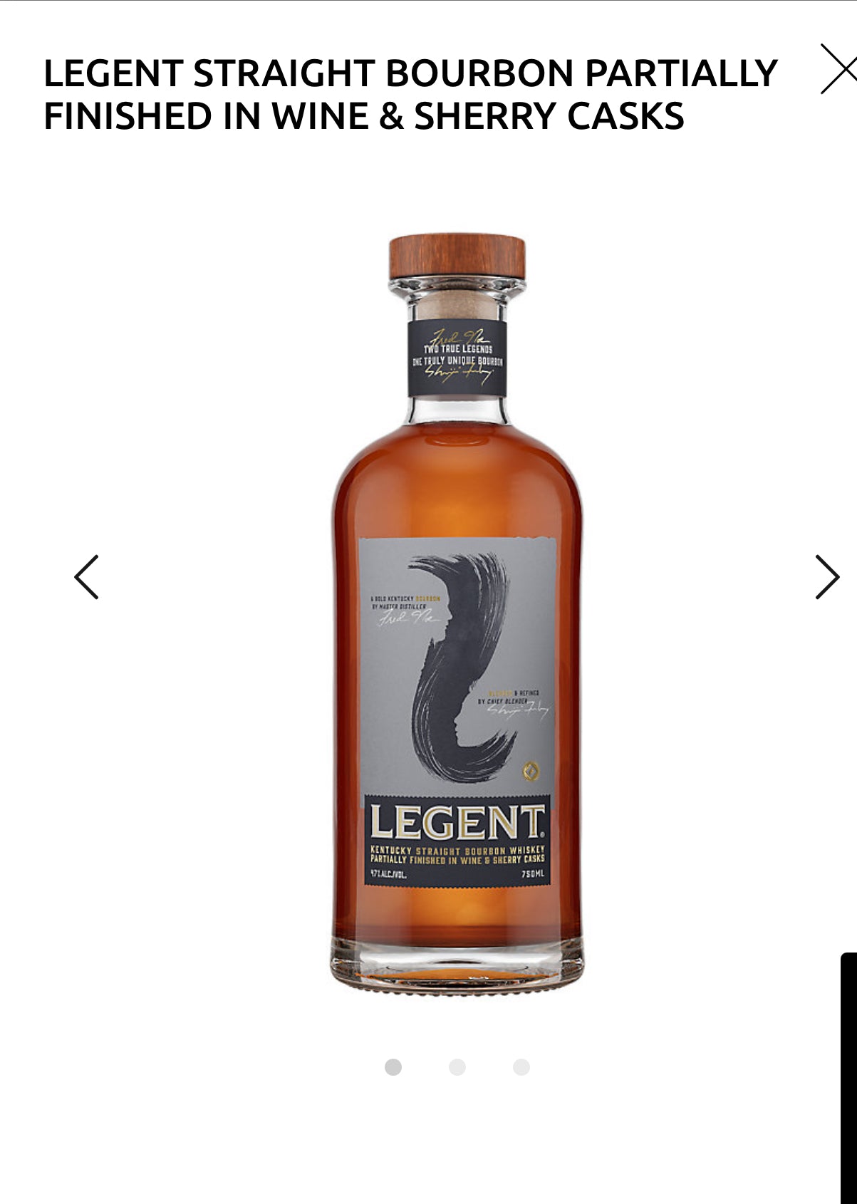 Legent Straight Bourbon Partially Finished In Wine & Sherry Casks 94