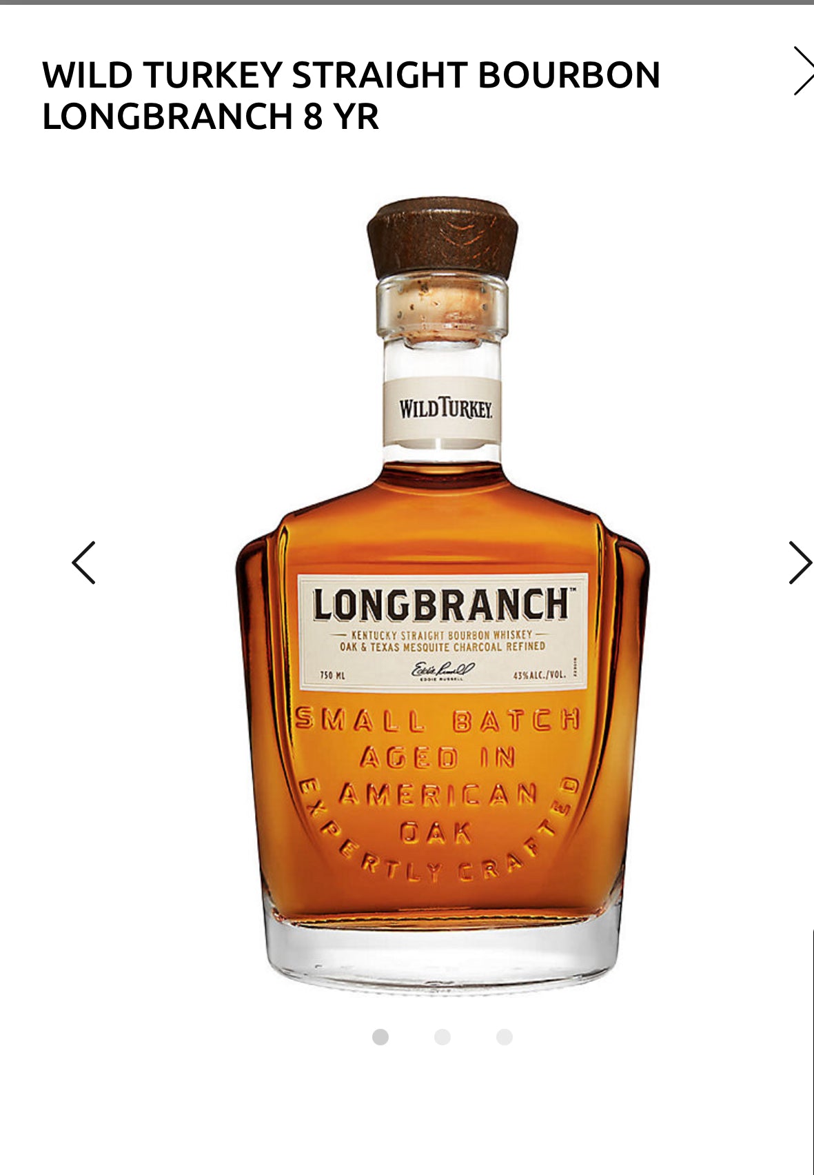 Wild Turkey Straight Bourbon Longbranch 8 Yr 86