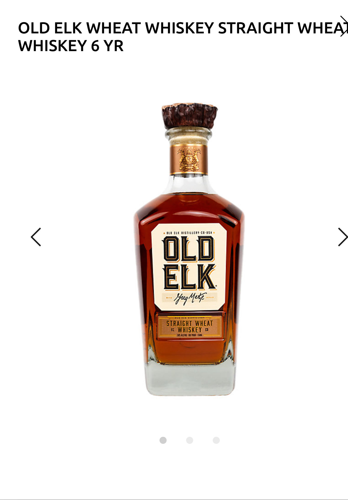 Old Elk Straight Wheat Whiskey 6 Yr 100